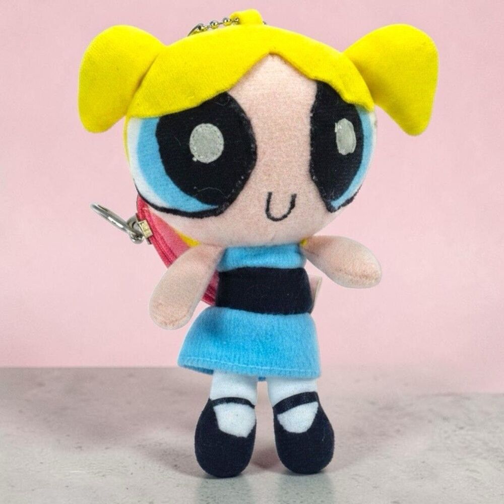 Vtg RARE 2000 Powerpuff Girls Bubbles Wearing Backpack Keychain Cartoon Network